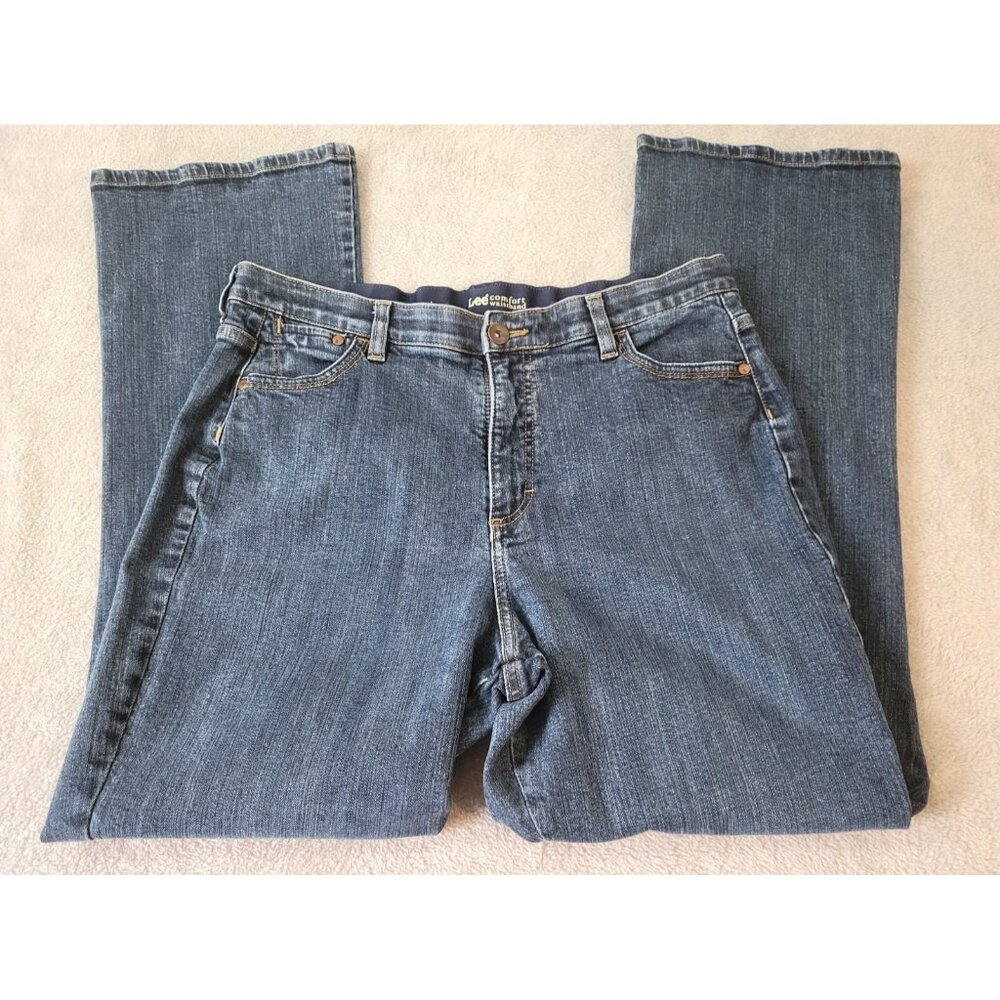 Lee Womens Plus Size 18 High Rise Straight Leg Jeans Dark Wash Stretch SL42E
